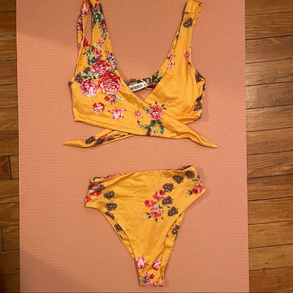 Tiger Mist Yellow Floral High Waist Bikini